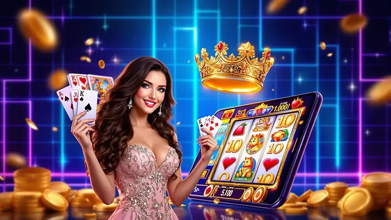 Antarmuka slot mobile dengan simbol dan panel permainan